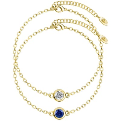 Geboortesteen armbanden - Goud, kristal en blauw