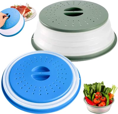 Vouwbare Magnetron Deksel Set van 2, 27 cm, Spatdeksel voor Magnetron, Keukenaccessoire, Voedselbescherming