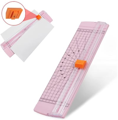 Papiersnijder – Fotosnijder – Kaartensnijder – Handmatige papiersnijder – Hobbygereedschap – Bidirectioneel snijden – Met schaalverdeling – Geschikt voor kraftpapier, foto's, kaarten, diverse papiersoorten (36,5 x 9,5 cm – Roze)
