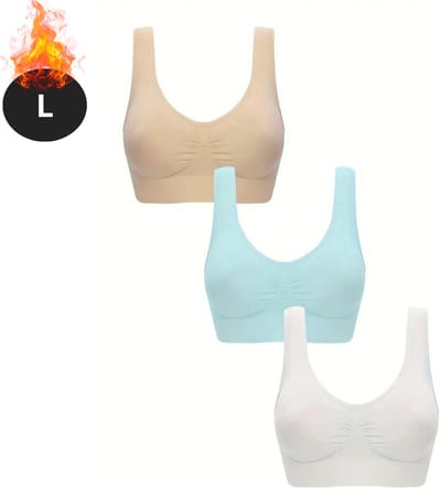Bovista BH Set Zonder Beugel - Zonder Bandjes - Push-up Bh's - Comfort Beha - Comfortabel - Sterk - Dames - 3 Pack - Gemengd 10 - Maat L