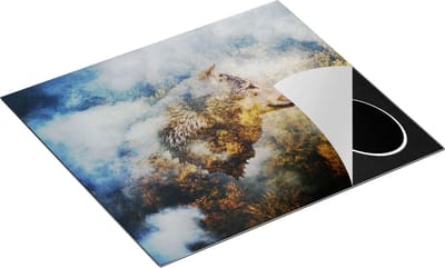 Chefcare Inductie Beschermer Wolvenkop op een Herfstbos - Wolf - Abstract - 60x50 cm - Afdekplaat Inductie - Kookplaat Beschermer - Inductie Mat