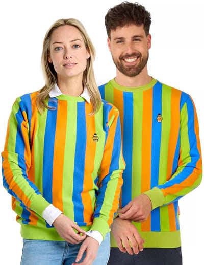 OppoSuits Bert™ Sweater - Unisex Sesamstraat Trui - Kleding voor Bert & Ernie Outfit - Lange Mouwen - Carnaval - Groen, Blauw, Geel - Maat: L