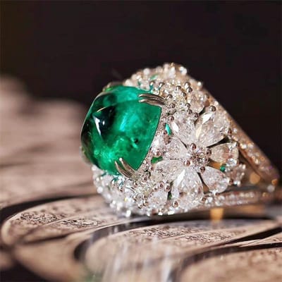 Sterling Prachtige Groene Ringen voor Vrouwen Bruiloft Verloving Accessoires Bloemenontwerp Vrouwenring Mode Sieraden 9 blue