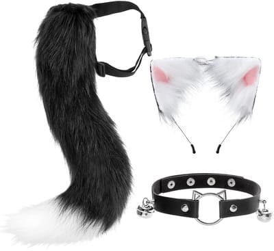 Dailygoods- Nep Bontstaart - Hoofdband - Kat Oren - Halloween Kostuum - Cosplay Set - Voor Vrouwen - Trendy Accessoire - Kostuumaccessoires