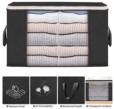 Opbergzakken voor Kleding en Beddengoed - 4 Stuks - Opvouwbare Organisatoren met Handgrepen - Dikke Stof - 90L - Zwart