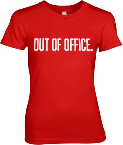 Dames Fun Tshirt -S- OUT OF OFFICE Rood
