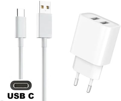 OneOne 2.4A lader met 2 poorten + 0,50m standaard USB C kabel. Oplader adapter past op Motorola Moto G6, G6 Play, G6+, G7, G7 Power, G7+, G8+, G8 Power, G9 Play, G10 Power, G13, G23, G30, G40, G50, G52, G60, G60s, G70, G73, G100