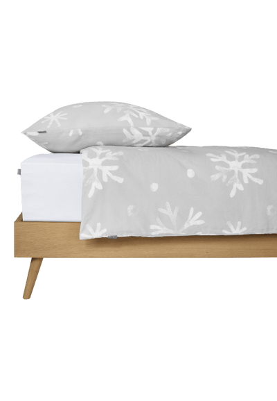 Beddengoed, 2-delig, met een grijs sneeuwvlokje-patroon - fijne bever 135*200