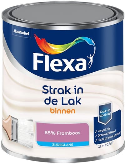 Flexa - Strak In De Lak Binnenlak Zijdeglans - 85% Framboos - Mengverf - 1 L