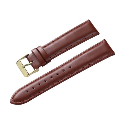 Echt Leer Klassiek Horlogebandje-Bruin-Goudkleurige Gesp-16mm
