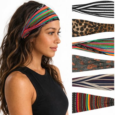 BOTC Haarband - 6 Stuks Vouwen Haarbanden Set - Dames haarbanden - 23*10CM - 6 kleuren mixen - Sport Yoga Haarbanden