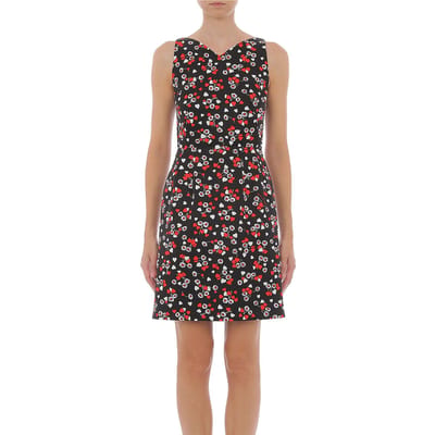 Moschino Allover Hearts & Flowers Ottoman Dress Black Größe: 40 | Minikleider Outlet | Damen | Schwarz
