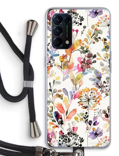 Case Company® - Hoesje met koord geschikt voor Oppo Find X3 Lite hoesje met Koord - Wilde grassen - Telefoonhoesje met Zwart Koord - Bescherming aan alle Kanten en Over de Schermrand