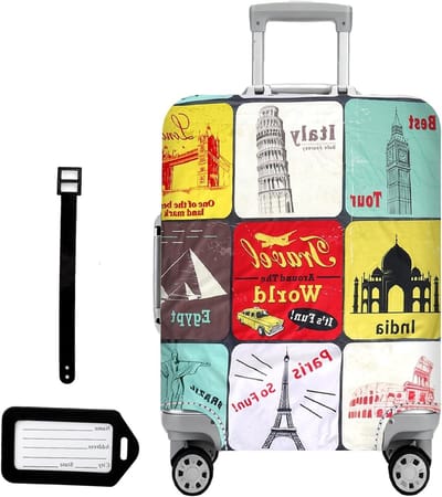 Elastische en Wasbare Koffershuttle, Beschermhoes voor Koffers van 66-76 cm, Stof- en Krassenbestendig, Geschikt voor Handbagage, Multikleur, Duurzaam en Herbruikbaar