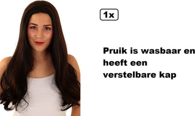 Luxe Pruik Kate bruin - wasbaar en heeft een verstelbare kap - Festival thema feest party fun