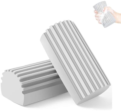 Damp Duster - 2 Stuks - Vochtige Stofspons - Schoonmaakspons - Magische Reinigingssponzen - Natte Reinigingsspons - Schoonmaak Sponzen - Schuursponzen - Extra Dik - Tegen Hardnekkig Vuil - Gloednieuw - Grijs
