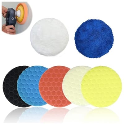 Polijstspons Set van 7 voor Excentrische Polijstmachines - 150 mm Polijstpads met Honingraatstructuur