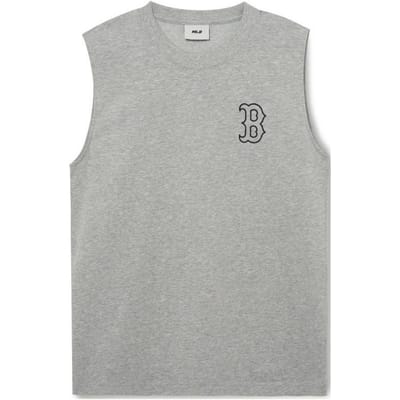 MLB Boston Red Sox Logo Imprimé Couleur Unie Coupe Ample Léger Respirant Débardeur Sans Manches Débardeurs Unisexe Gris 3ATKB0533-43MGS L gray