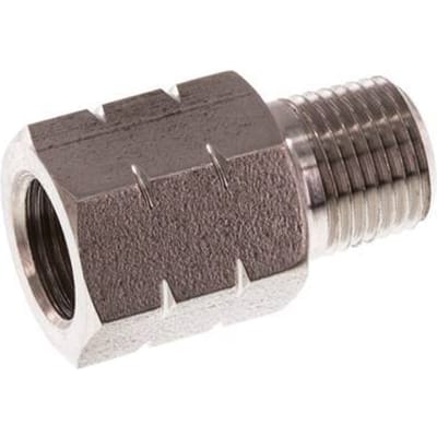 1/8'' NPT x G 1/8'' M/F RVS Verloopring 40 Bar - Hydrauliek