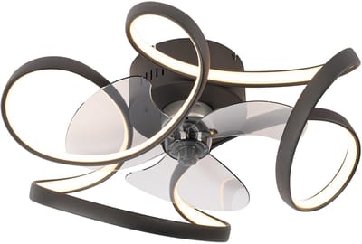 QAZQA mandy - Dimbare LED Plafondventilator met Verlichting | Lamp en Afstandsbediening - 1 lichts - Ø 55 cm - Zwart - Woonkamer | Slaapkamer | Keuken
