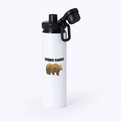 Hacebo® - grote beer met eigen naam waterfles met draaidop zwart - Beer - beren liefhebbers - iemand die houdt van beren - verjaardag - cadeau - kado - water fles - 850ML