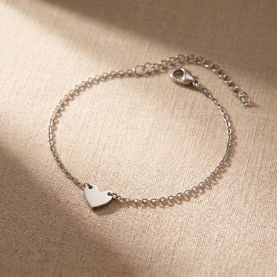 Lundholm Luxe Armband Dames Zilver Kleurig – Premium Stainless Steel Jewellery – Zilverkleurige Schakelarmband met Hartje – My Marthe Serie - Scandinavisch Design – Moederdag Cadeautjes
