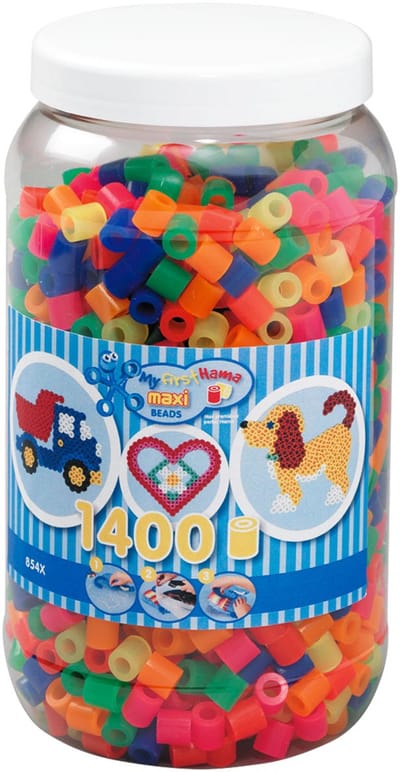 Hama - Maxi Strijkkralen in pot - Mix neonkleuren - 1400 stuks