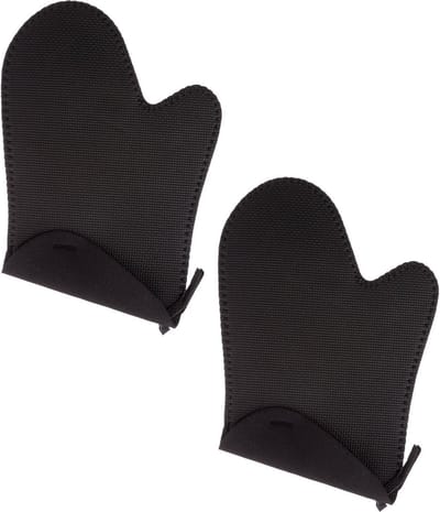 Set van 2x stuks neopreen ovenwant/ovenhandschoen zwart 17,5 x 27,5 cm - Pannenlap - Keukenhandschoen
