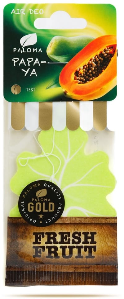 Paloma Gold Fresh Fruit Papaya Luchtverfrisser Auto – Hangend – Langdurige Geur Min. 2 Weken – Auto & Interieur – 1 Stuk [P11086]