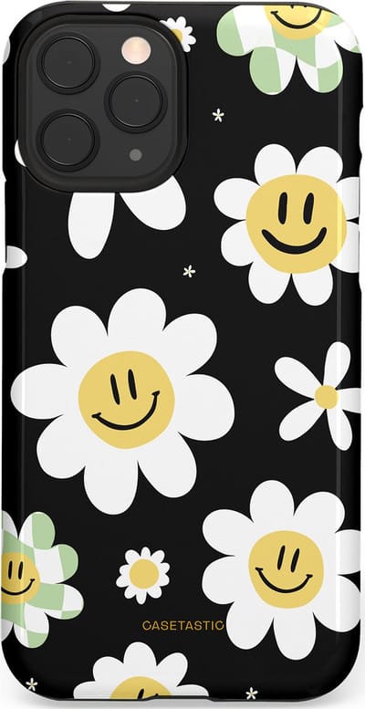 Casetastic hoesje geschikt voor Apple iPhone 11 Pro - Dubbellaagse bescherming - Vrolijke Madeliefjes - Fashion Case - Zwart Wit Grijs Goud