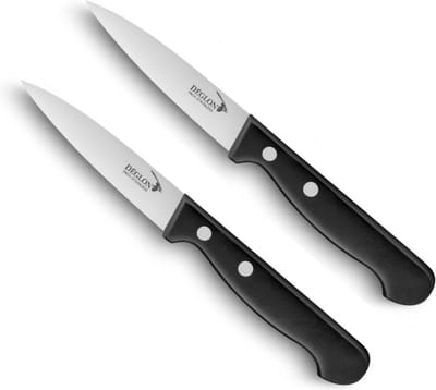 Déglon Schilmessen Set – Graniet Handvat – Roestvrijstalen Lemmet – 8 cm – Zwart – Set van 2