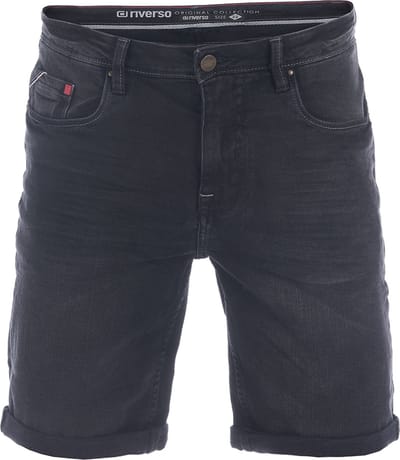riverso Heren Short Broeken RIVUdo regular/straight Fit Zwart W 32 Volwassenen Denim shorts Stretch Jeans Korte Broek