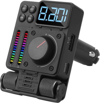 Bluetooth FM Zender - Auto Adapter - Muziek Streamen - 30W Snelladen - 180 Graden Draaibaar - Zwart