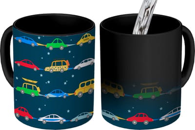 Magische Mok - Foto op Warmte Mokken - Koffiemok - Patronen - Auto - Ruimte - Kind - Jongens - Kinderen - Kids - Magic Mok - Beker - 350 ML - Theemok