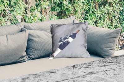 Buitenkussen - Fles - Mannen - Vintage - 45x45 cm - Weerbestendig