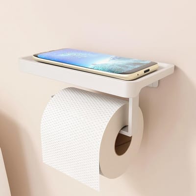 Toiletpapierhouder met Plank en Telefoonhouder, Muurbevestiging, Badkameraccessoires, Praktisch en Stijlvol Ontwerp