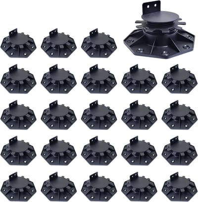 Verstelbare Deck Support Pedestal 24x, Hoogte 30mm-60mm, Stevige Basis voor Terrasconstructie en Fundering