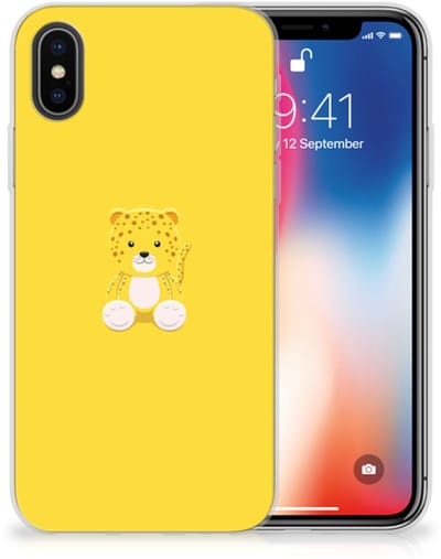 Apple iPhone X | Xs Telefoonhoesje met Naam Baby Leopard