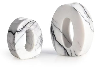Set van 2 Natuurlijke Marmeren Kandelaars - Witte Kalksteen Kaarsenstandaards voor Thuisdecoratie