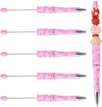 Dailygoods- Balpen 5 Stuks - Plastic Beadbare Pen - DIY Persoonlijke Pen - Valentijnsdag Thema - Hoogwaardige Materialen - 11,5mm Diameter