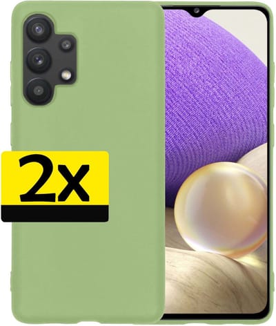 Hoesje - 2 Stuks - Geschikt voor Samsung Galaxy A32 4G - Sterk & Shockproof - Case Siliconen - Back Cover - Telefoon Hoes - Telefoonhoesjes - Groen