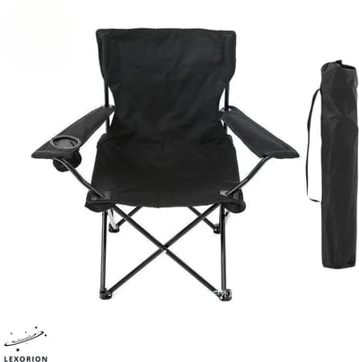 Lexorion Campingstoel - Kampeerstoel - Opvouwbaar Campingstoel - Strandstoel - Draagvermogen 120 kg - Klapstoel - Vouwstoel - Camping - Kamperen - Visstoel - Klapstoelen - Festival Stoel - Zwart