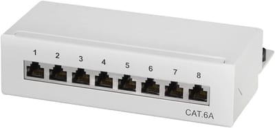 Professioneel Cat.6A 8-poorts patchpaneel - STP afgeschermd verdelerveld voor tafel, wand of desktop
