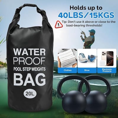 Famanu – Waterdichte Dry Bag - waterdichte strandtas met verstelbare schouderriem - Dry Bag voor zwemmen - kamperen - kajakken - strand - zwart - 20L(1-Pack) - Waterdichte zakken
