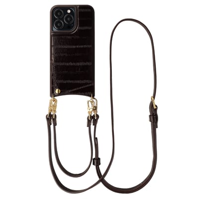 Selencia Hoesje - Geschikt voor Apple iPhone 13 Pro - Real Leather Backcover met Pashouder - Dark Chocolate