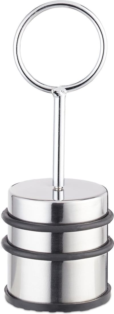 deurstopper met greep - roestvrij staal - voor ramen en deuren - 20,5 cm hoog - zilver