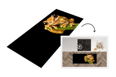 Keukenloper - Loper keuken - Kikker - Gras - Zwart - 120x50 cm - Keukenloper vinyl