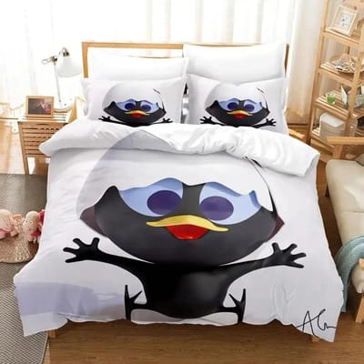 3D Anime Schattige Calimero Beddengoedset Dekbedovertrek Bedset Dekbedovertrek Kussensloop Dekbed King Queen Size Jongens Volwassenen Beddengoedset 70x133cm 2pcs