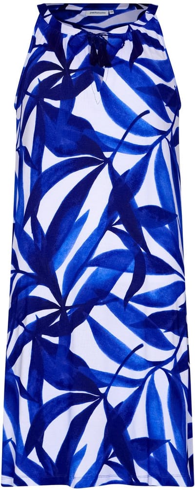 Pastunette Jurk Cobalt Leaves - Viscose - Blauw/Wit - Mouwloos - Maat 36