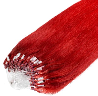 hair2heart Premium Microring Extensions Echt haar glad - 25 strengen 0,8 g 40 cm 0/44 intensief rood